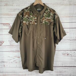 Drake Waterfowl Systems Shirt Mens  XL Vented Camo Hunting Outdoor Button LOGO